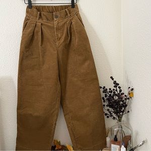 MUJI easy tuck wide leg corduroy pants, size xs